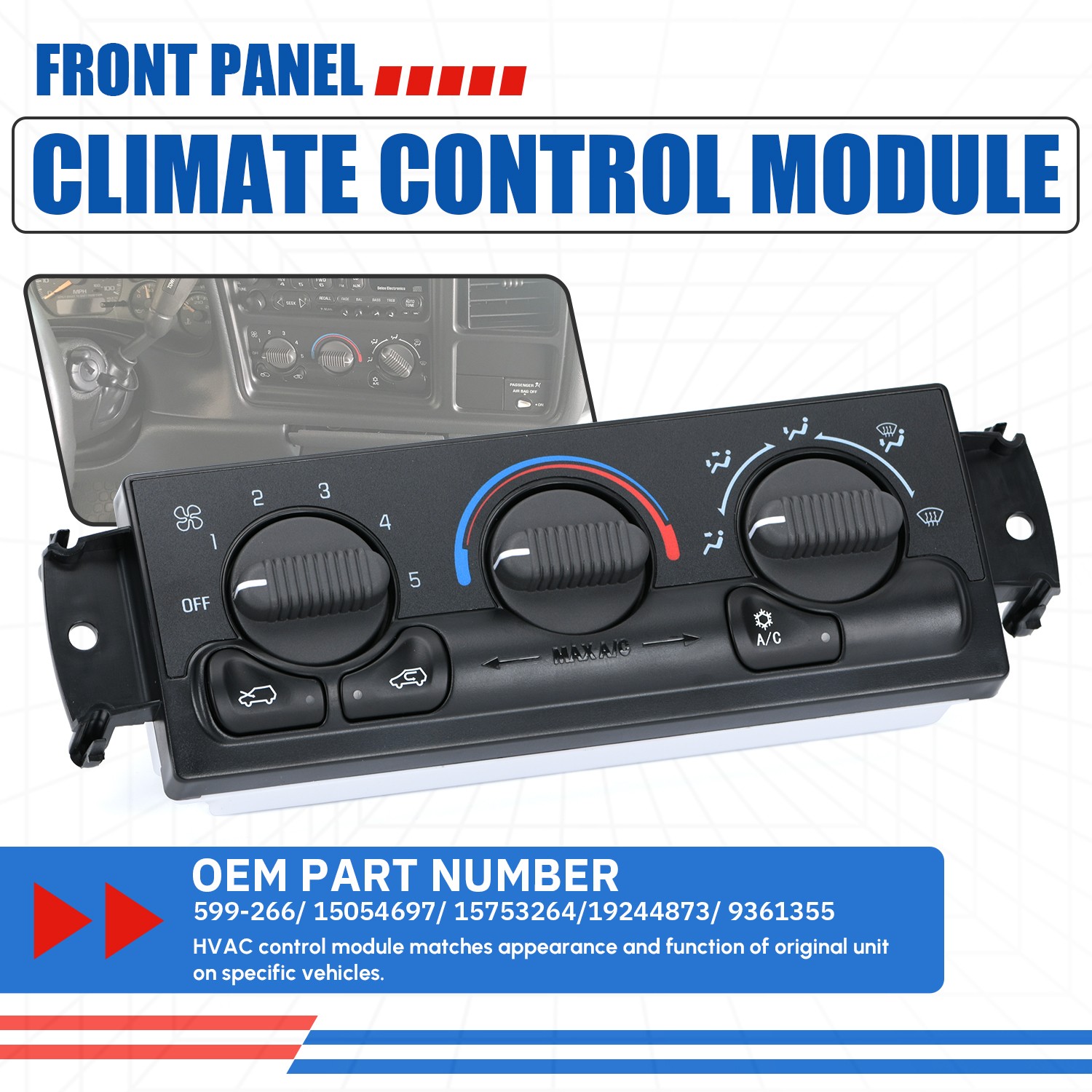 AC Climate Control Module For 1999-2002 Chevrolet Silverado GMC Sierra 599-266