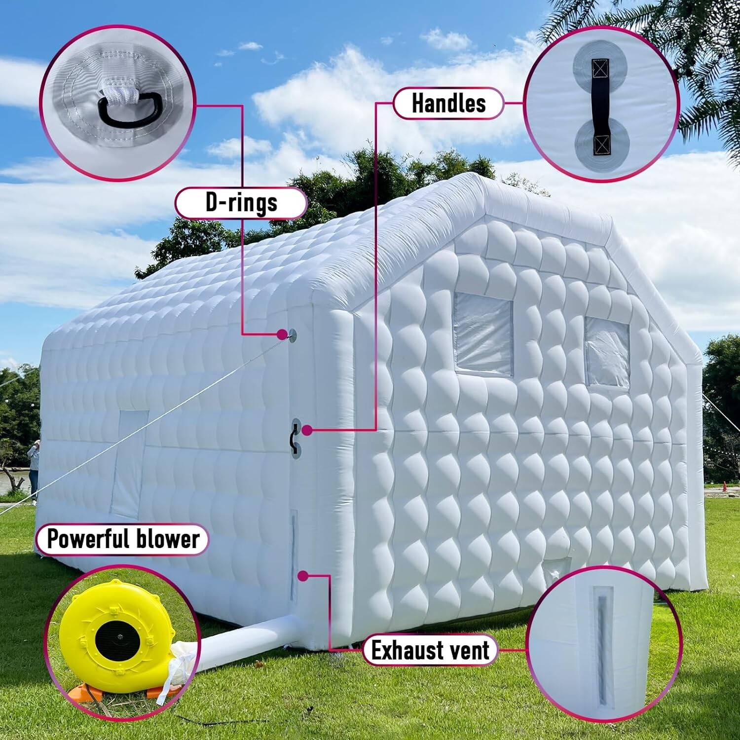 OZIS 20FT Inflatable Cube Wedding Tent Nightclub Tent Custom Logo White Portable