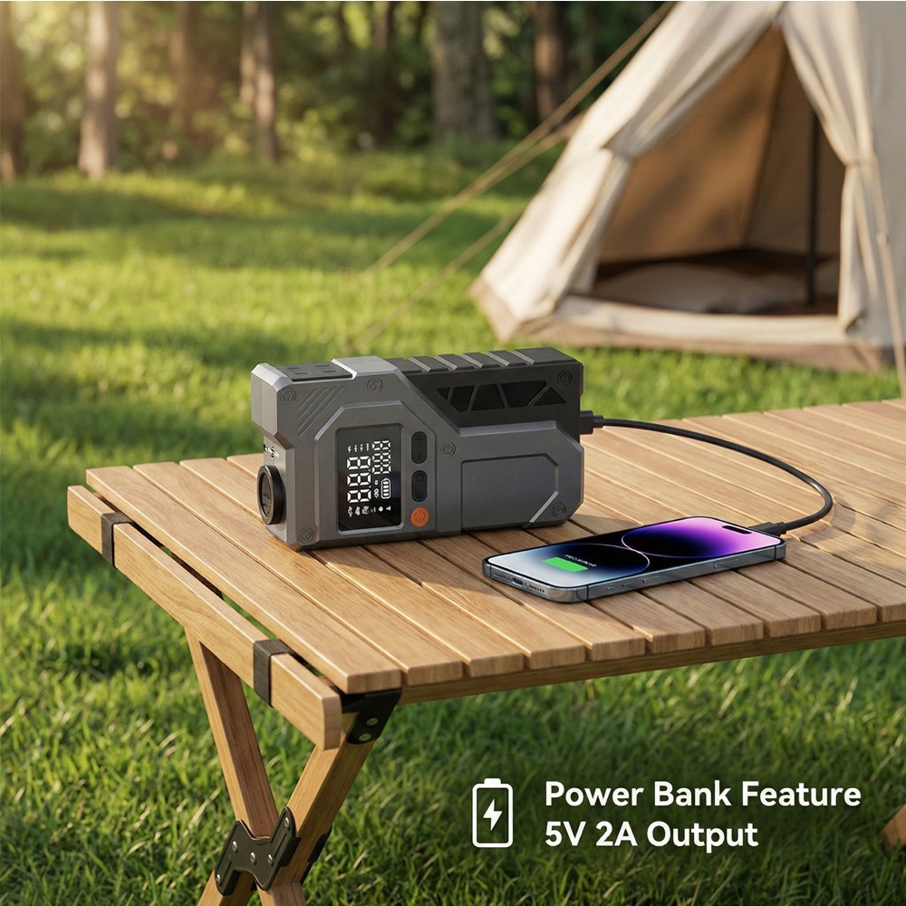 99800mAh Car Jump Starter Booster Jumper Box Tire Inflator Compressor Air Pump