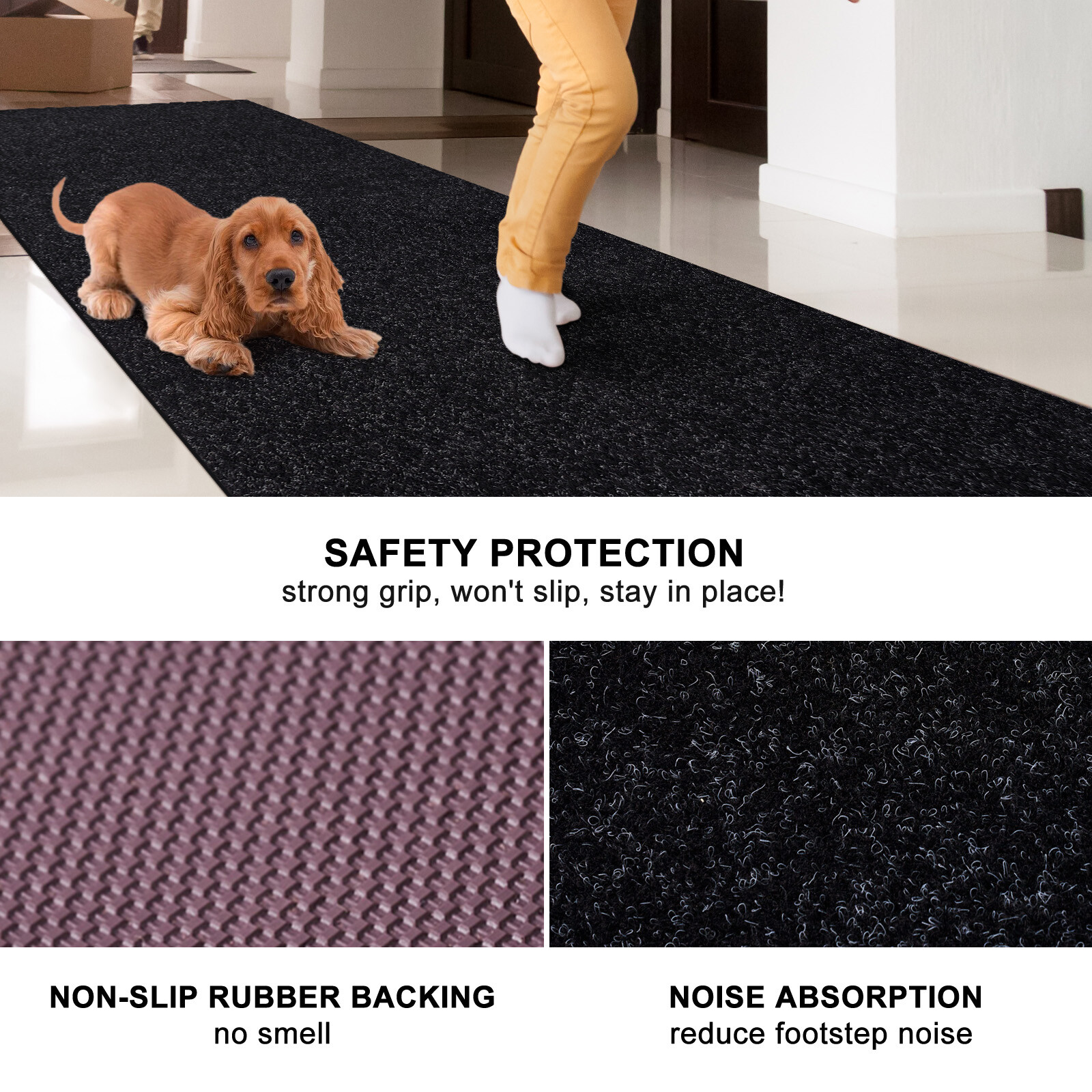 Runner Rug 2 x 8, 2 x 10 ft Hallway Non Slip Rubber Back Rugs for Kitchen Indoor