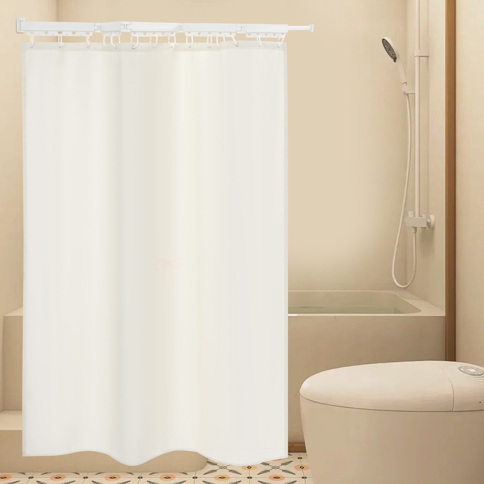 Bathroom Shower Curtain Folding Shower Curtain Rod Wall Mounted 110.23 lbs Load