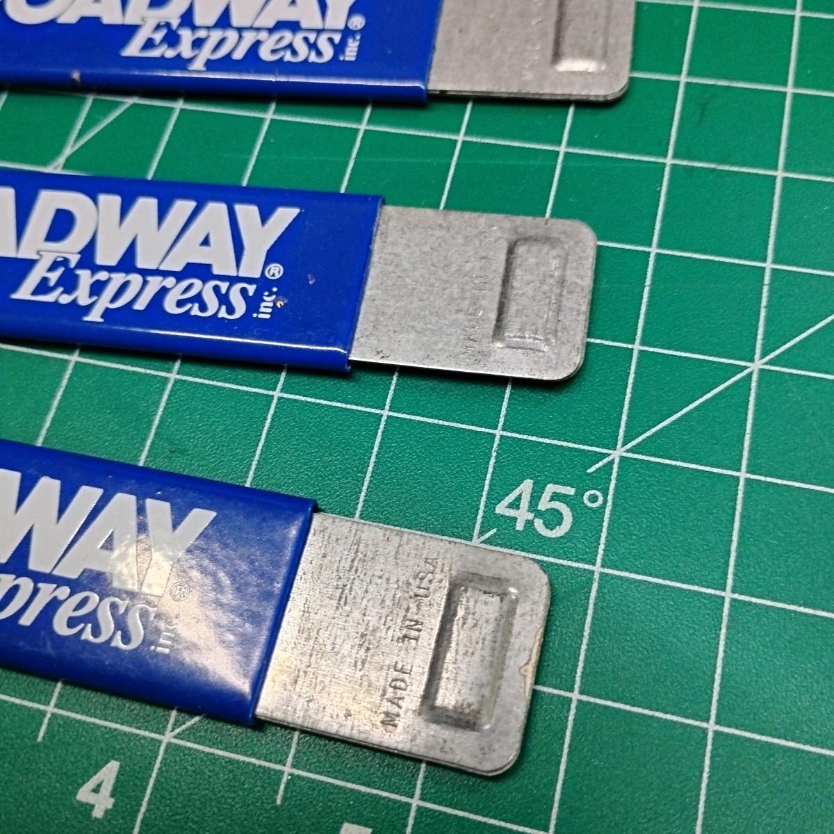 Vintage Lot of 3 Roadway Express Advertising Blue Retractable Box Opener Cutters