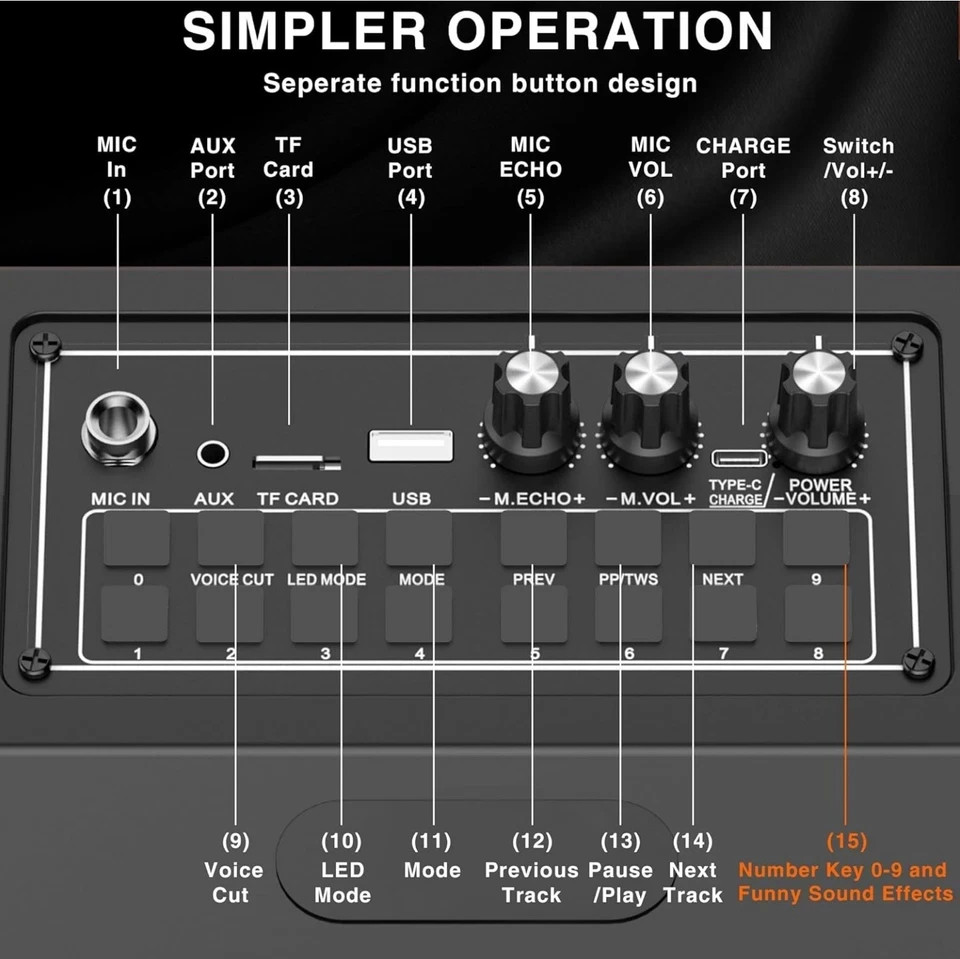 Karaoke Portable Machine Bluetooth Speaker 2 Wireless Microphone BRAND NEW FUN!!