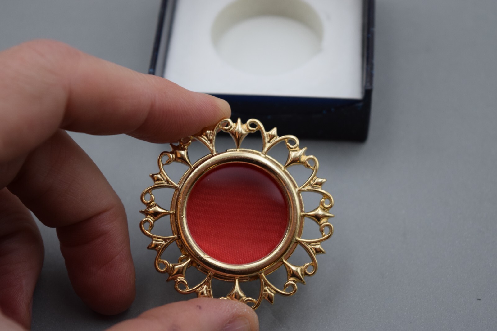 Large Relic Theca, Gold Plated Reliquary - Saint Relic Theca with Case (F)