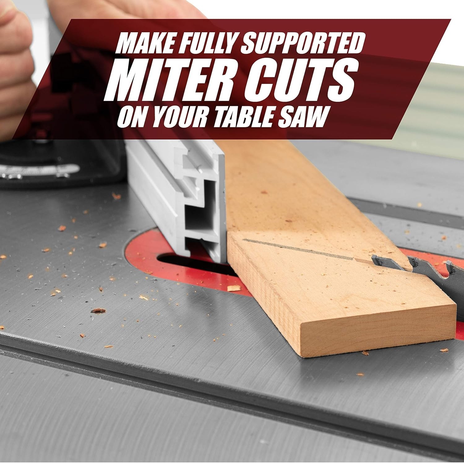 Universal Aluminum Miter Gauge Fence with an Aluminum Flip Stop