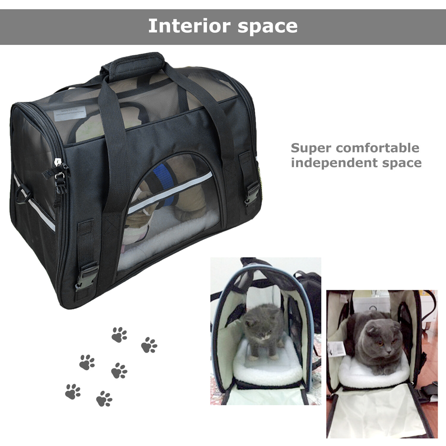 Pet Dog /Small Cat Carrier Soft Sided Comfort Bag Travel Case Airline Approved
