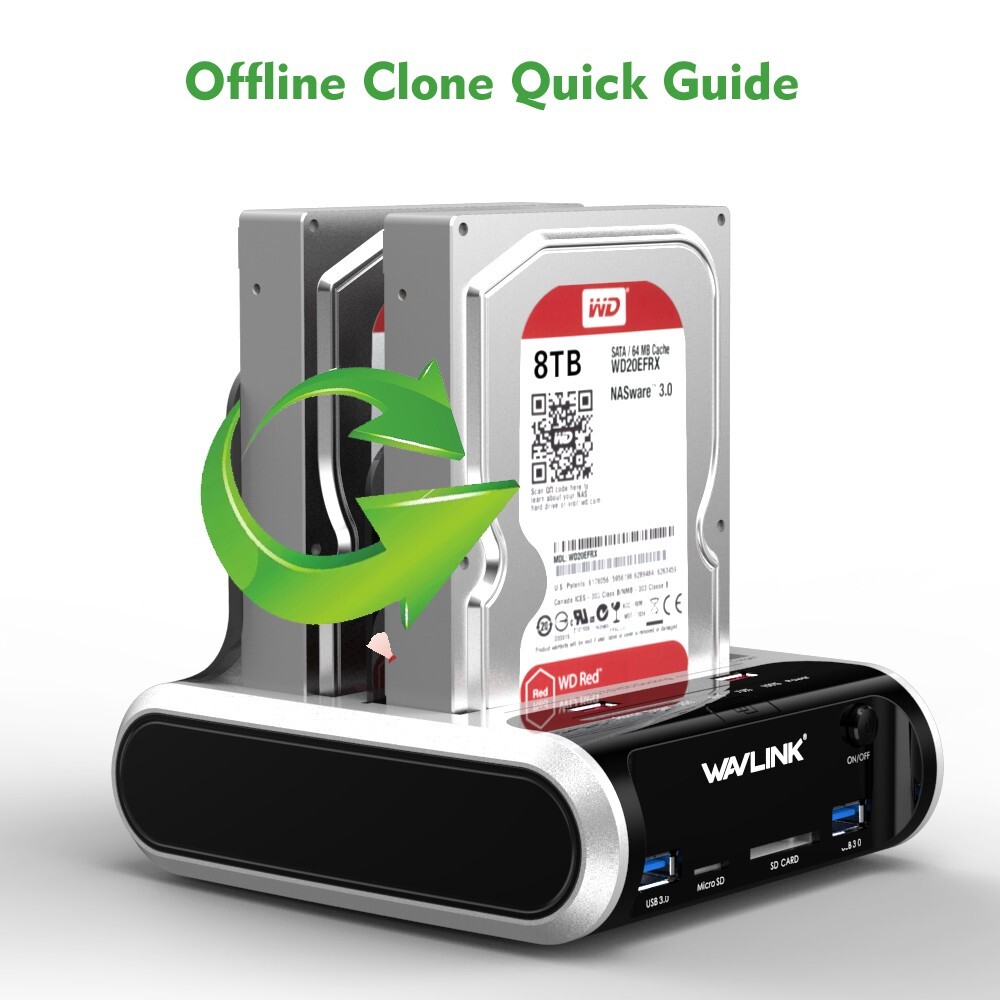 USB 3.0 to SATA 2.5" 3.5" SSD HDD Hard Drive Docking Station SD Card Reader Hub