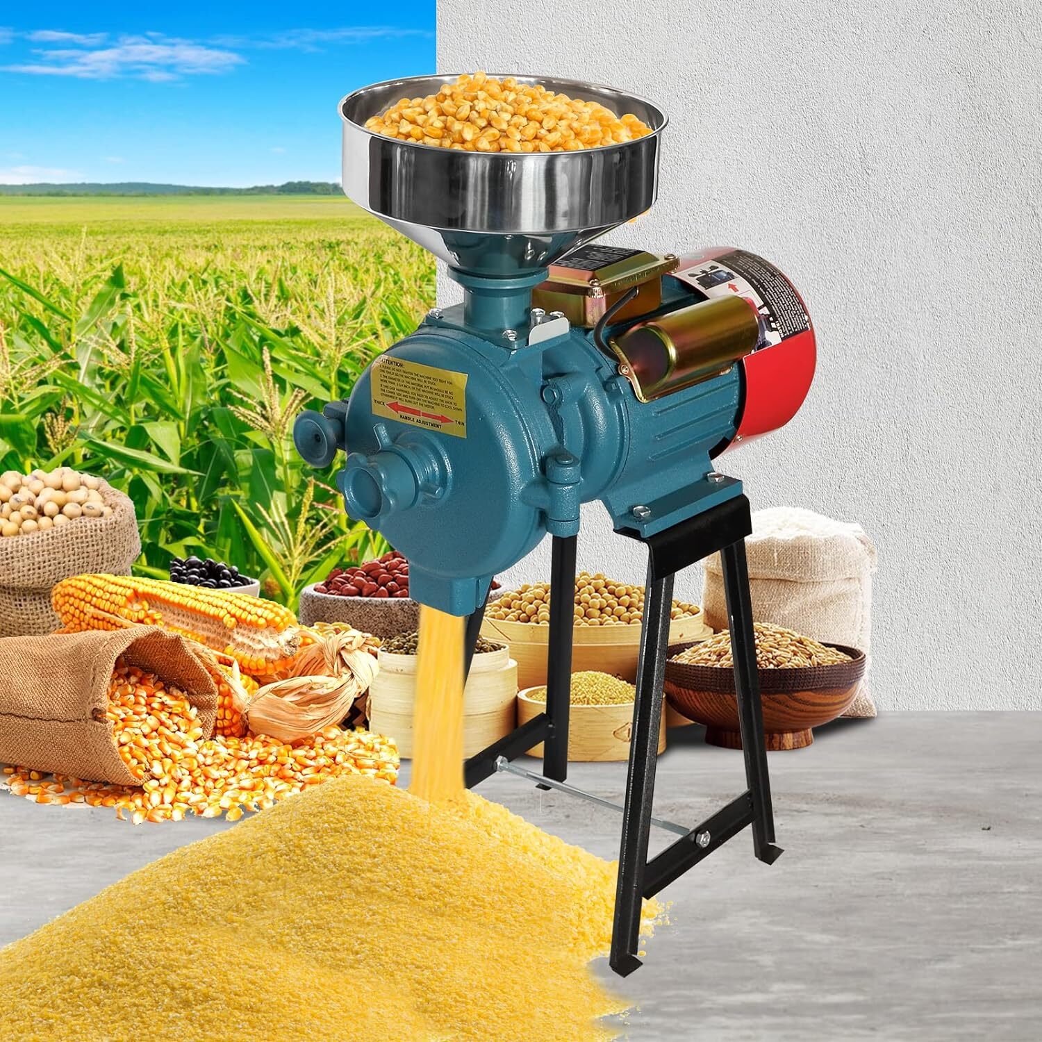 NAIZEA 3000W Electric Grain Mill Cereals Corn Grain Coffee Wheat Feed Machine