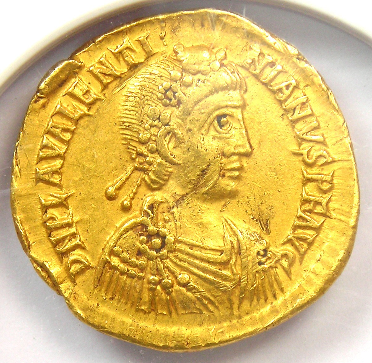 Valentinian III AV Solidus Gold Roman Coin 425-455 AD - Certified NGC Choice XF