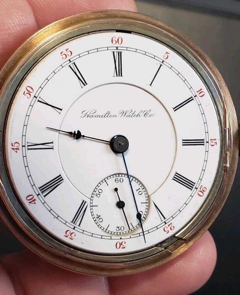 Antique Rare Hamilton Pocket Watch Grade 935, Size 18, Gold Filled 17j Works