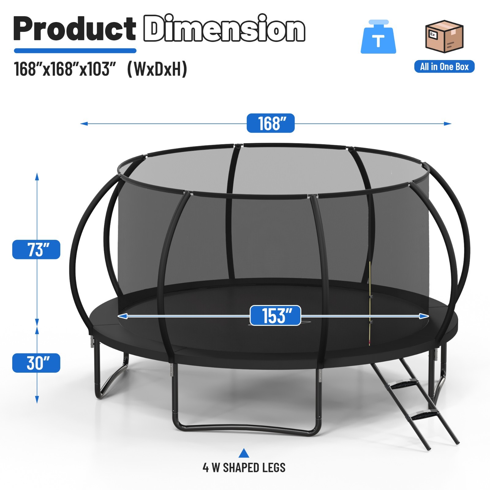 14FT 450LBS Trampoline Outdoor Trampoline for kids and Adults w/Enclosure net