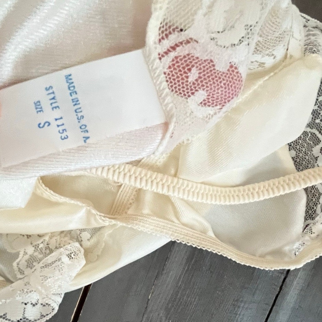 Vintage Lace Badysuit Womens Small Ivory Lingerie Bridal