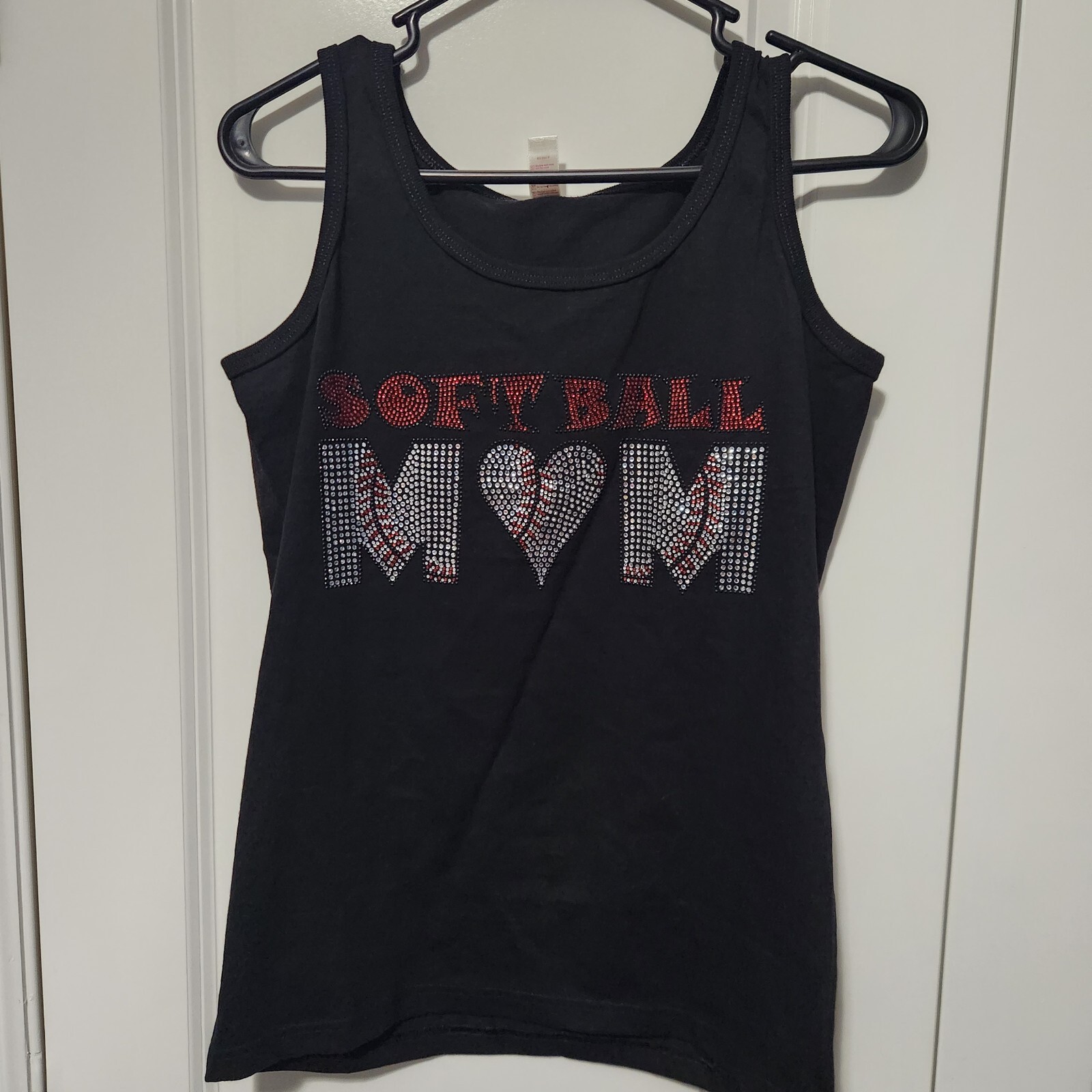 Softball Mom Small Bling Tank Top Black