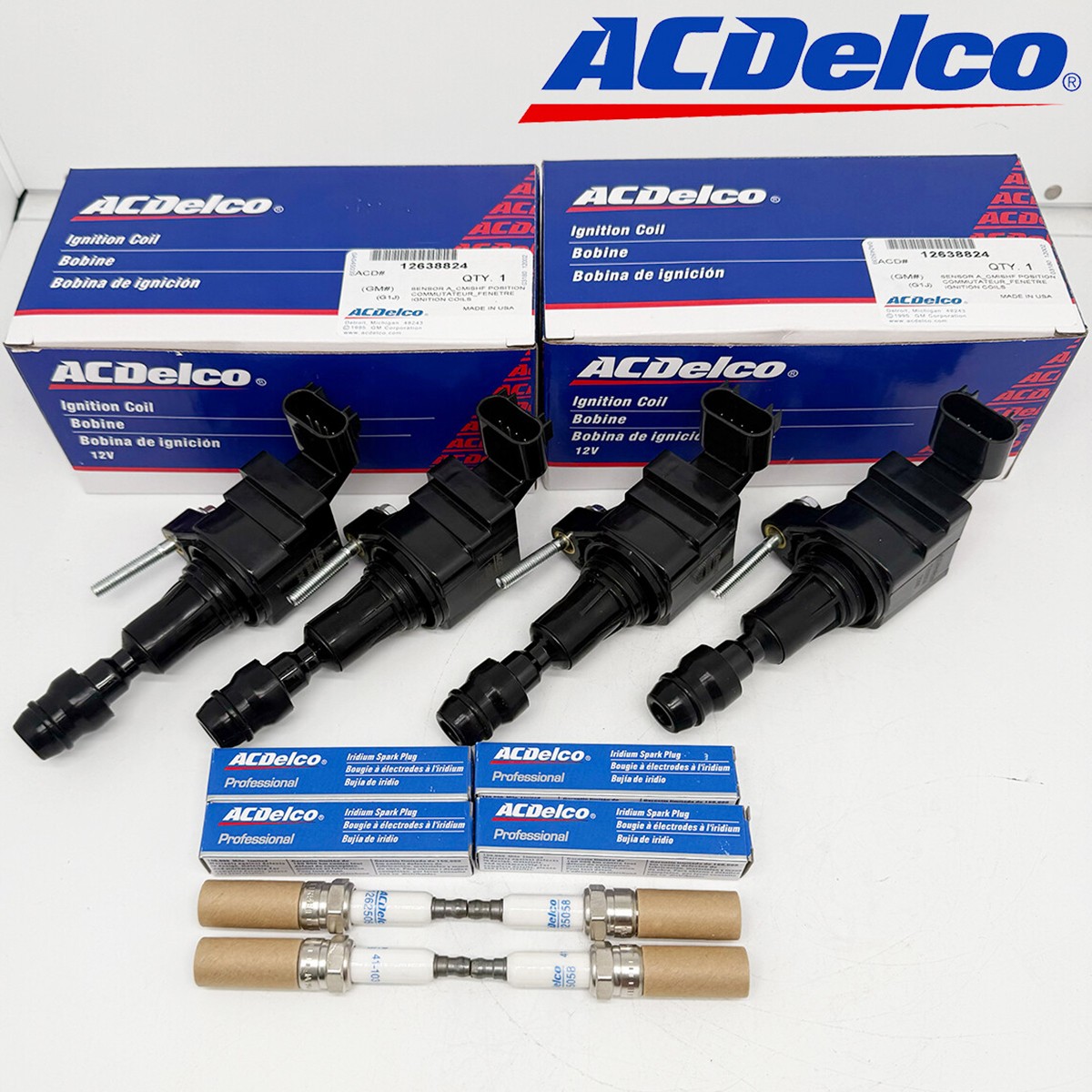 4X ACDelco UF491 Ignition Coil & Spark Plug for 05-17 Chevy Equinox Saturn 2.4L