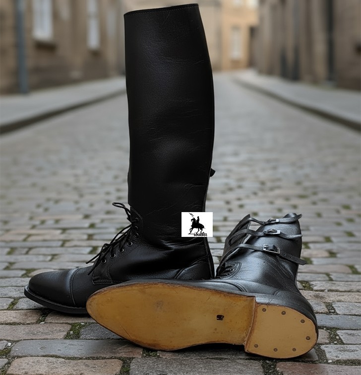 WW1 BRITISH ARMY MILITARY HORSE RIDING OFFICER BUCKLE BOOTS - All Size available