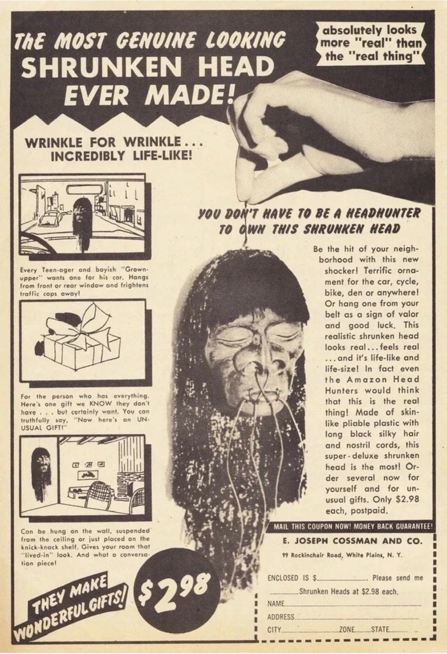 Vintage E. Joseph Cossman Co. Shrunken Head! In Original Box - EXTREMELY RARE!!!