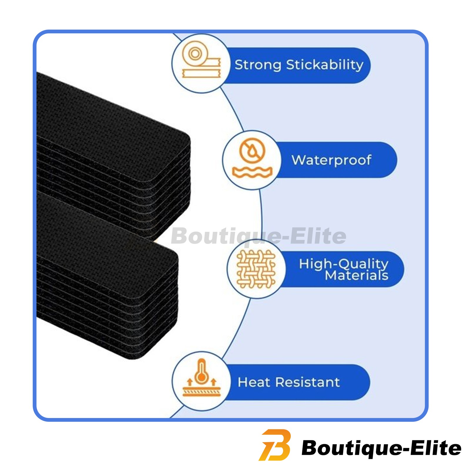 20 Sets Heavy Duty Hook & Loop Adhesive Strips 1x4” Black Sticky Back Fastener