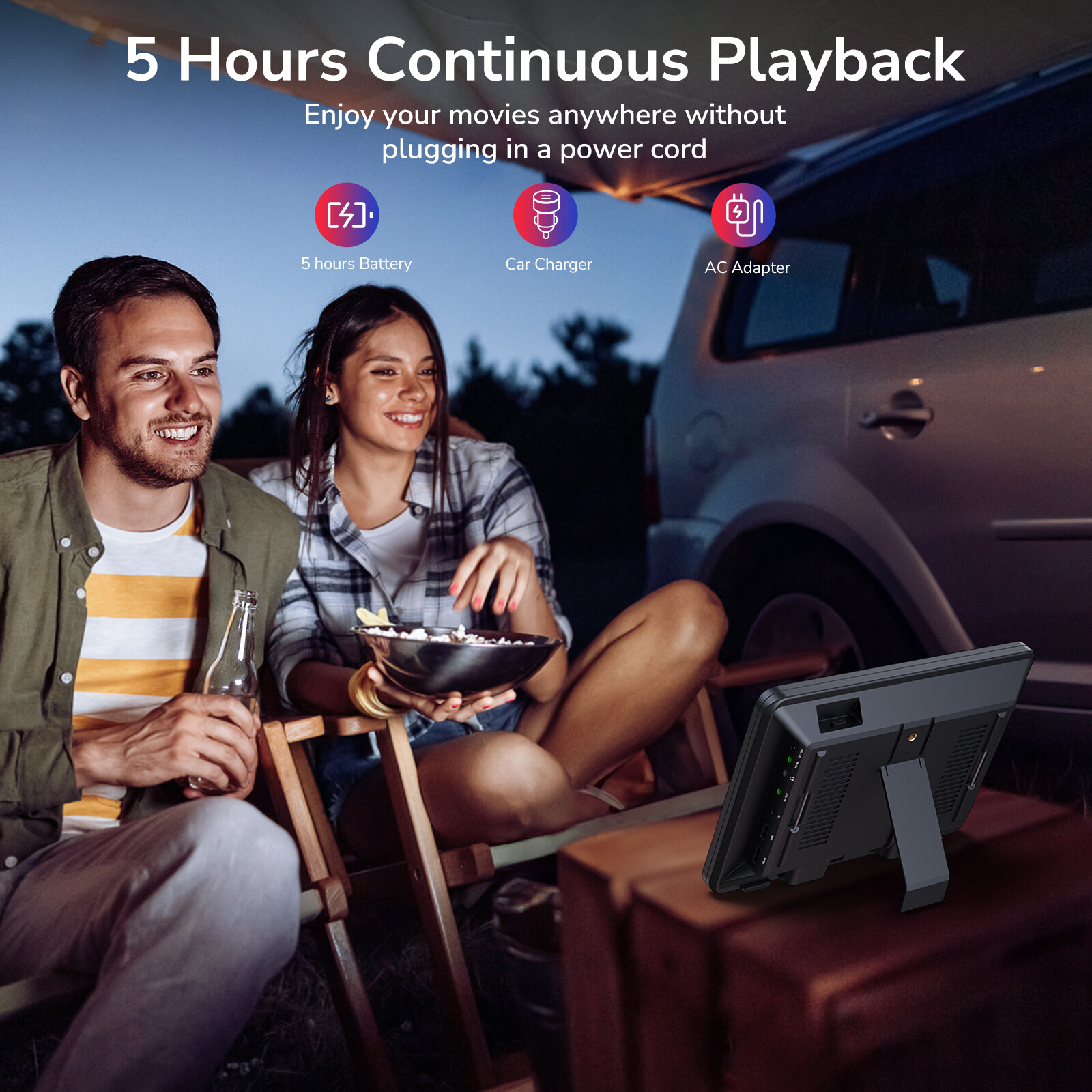 10.5" Car Headrest DVD Player Back Seat Monitor USB SD HDMI Rechargeable+Headset