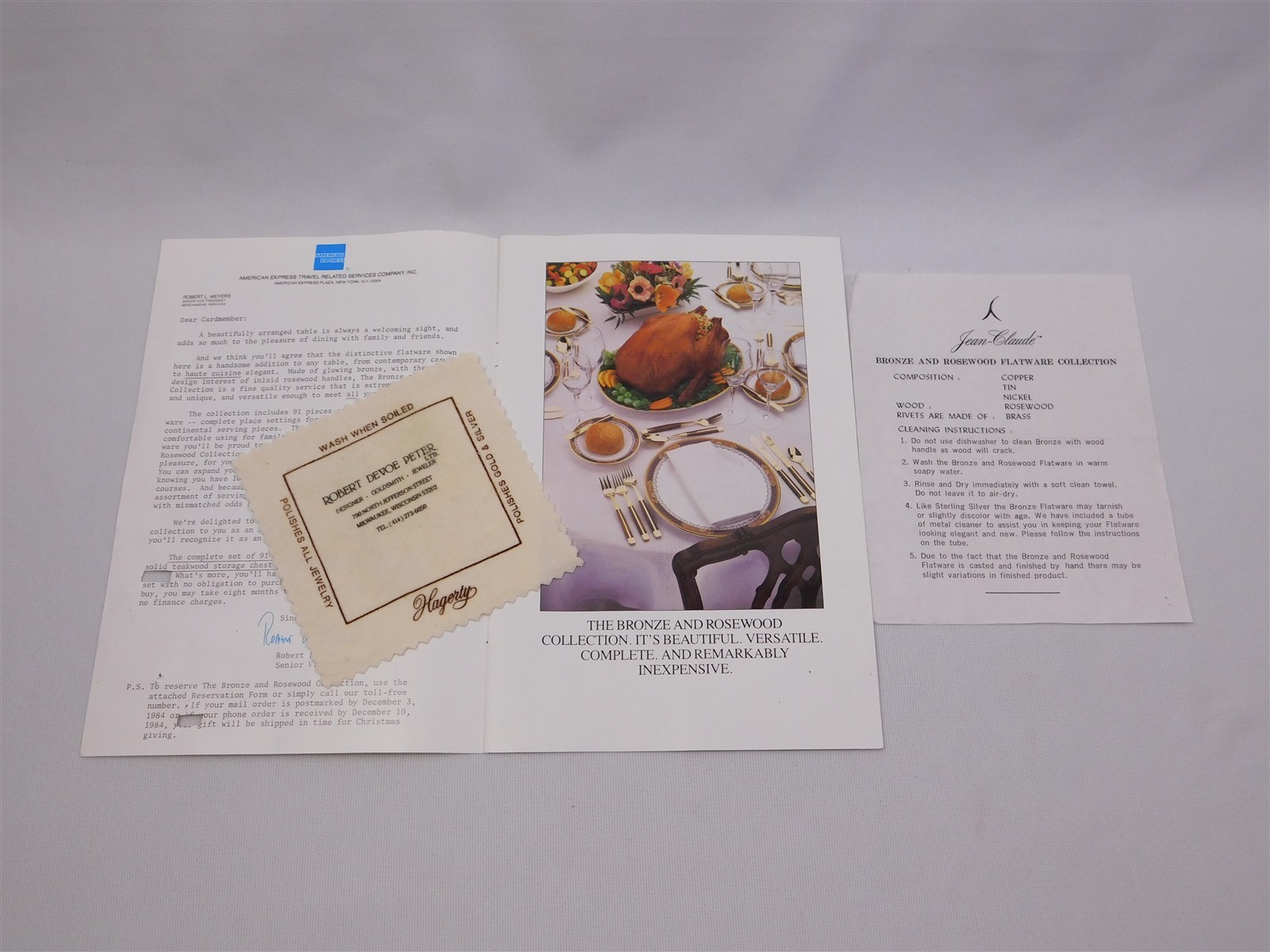 91Pcs JEAN-CLAUDE Bronze & Rosewood Flatware Set MCM Service for 8 + Service Pcs