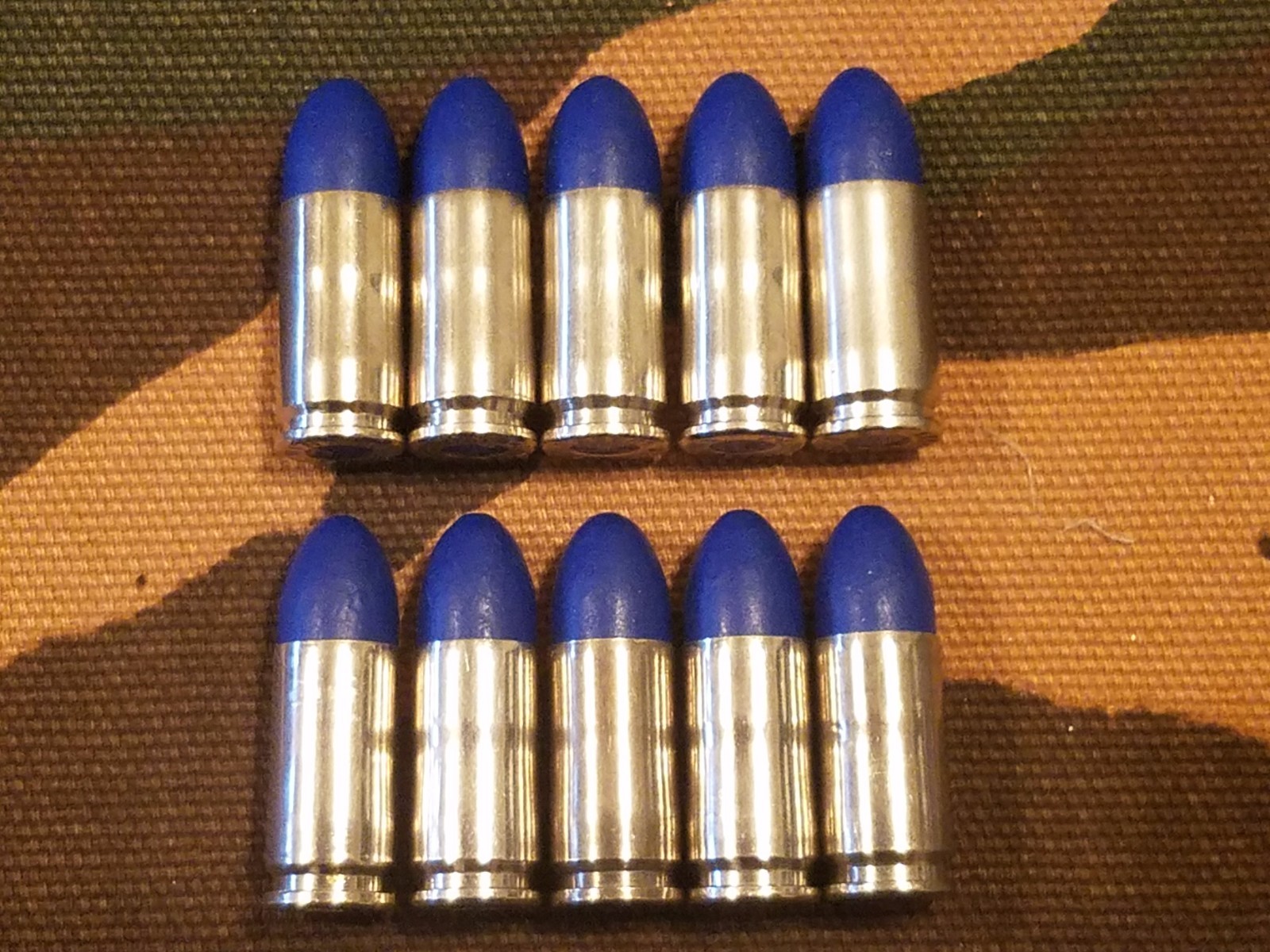 9MM LUGER SNAP CAPS SET OF 10, 124GR. (BLUE+NICKEL)