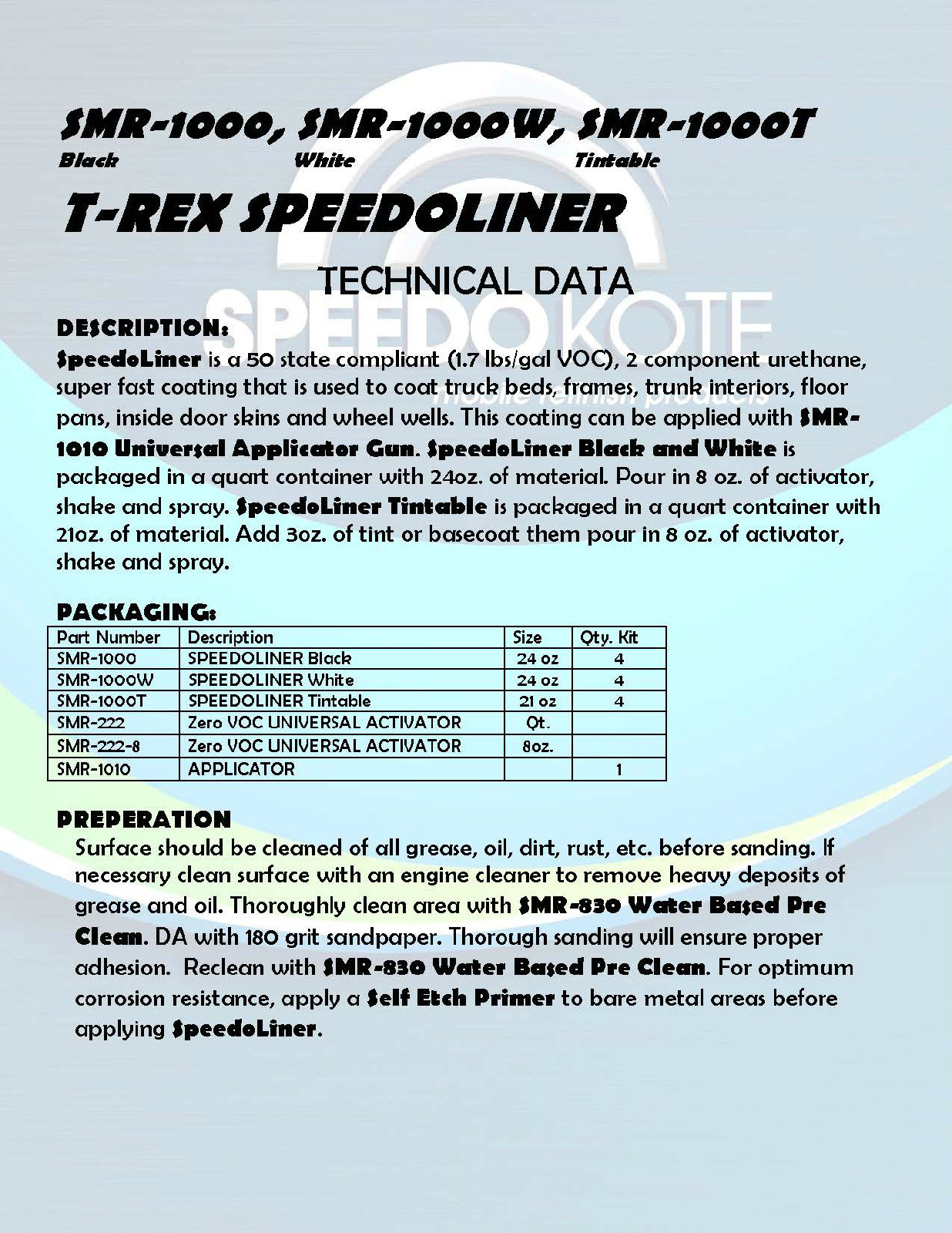 T-Rex WHITE spray-on truck Bed Liner kit, SMR-1000W-K8 Truck Bedliner w/Free Gun