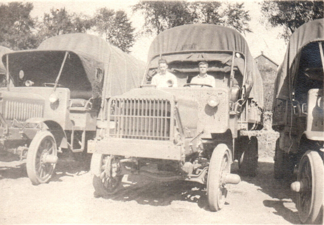 WWI Truck Military Motor Transport Army Soldiers Photograph