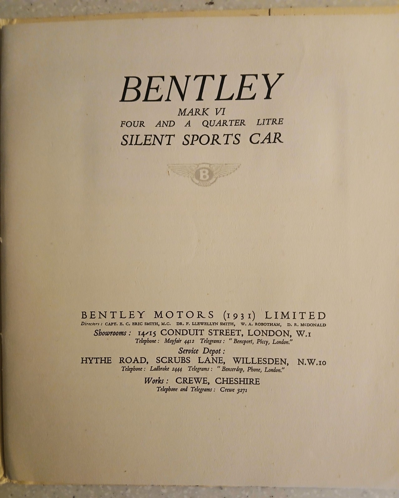 BENTLEY MARK VI - FOUR AND A QUARTER LITRE SILENT SPORTS CAR 1949