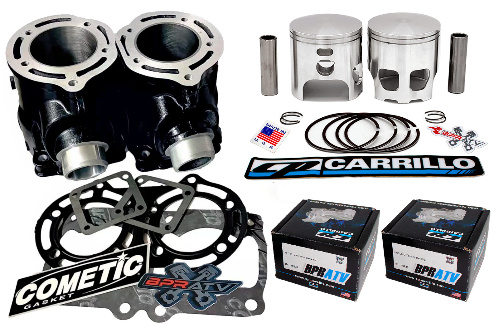 Yamaha Banshee 66mm Big Bore Cylinders + CP-Carrillo Pistons Top End Rebuild Kit