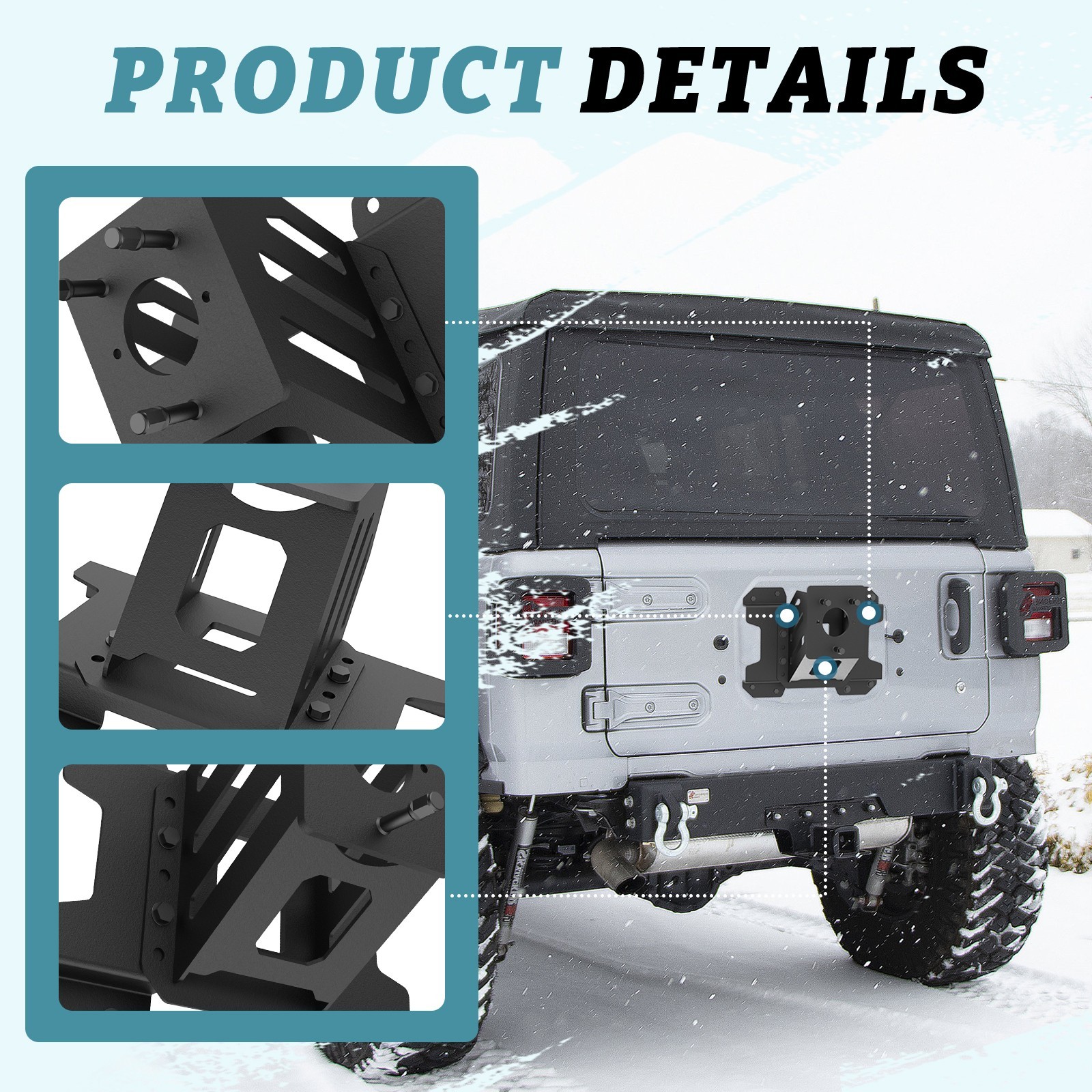 New Spare Tire Carrier Tire Rack For 2018-2025 Jeep Wrangler JL JLU Steel