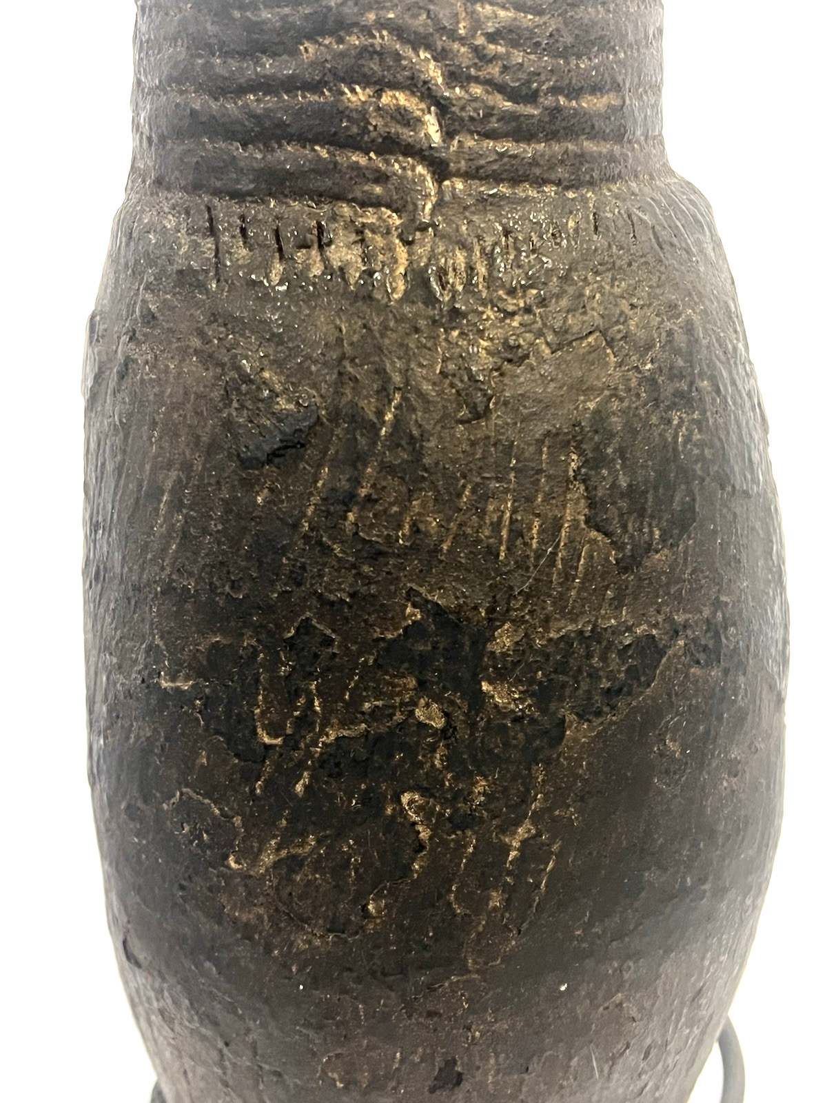 Antique Native American Indian Hand Made Clay Pottery Jug; with Stand