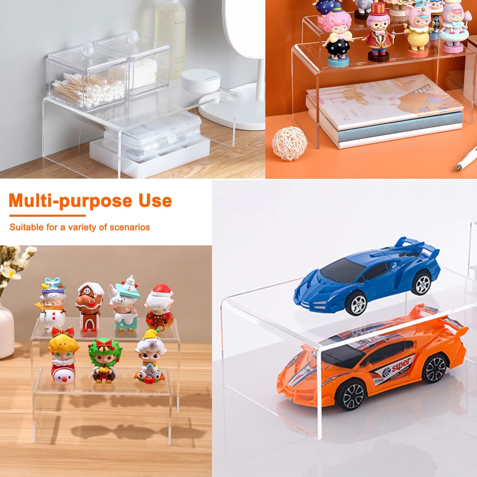 8-Piece Acrylic Display Risers Clear for Desserts Figures