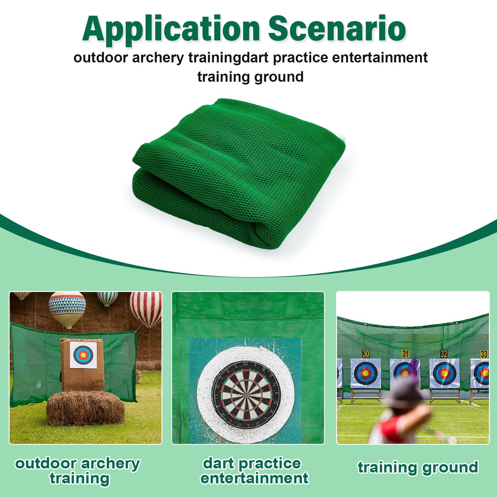 Archery Backstop - Heavy Duty Archery Net (Green, 6 x 10 ft)