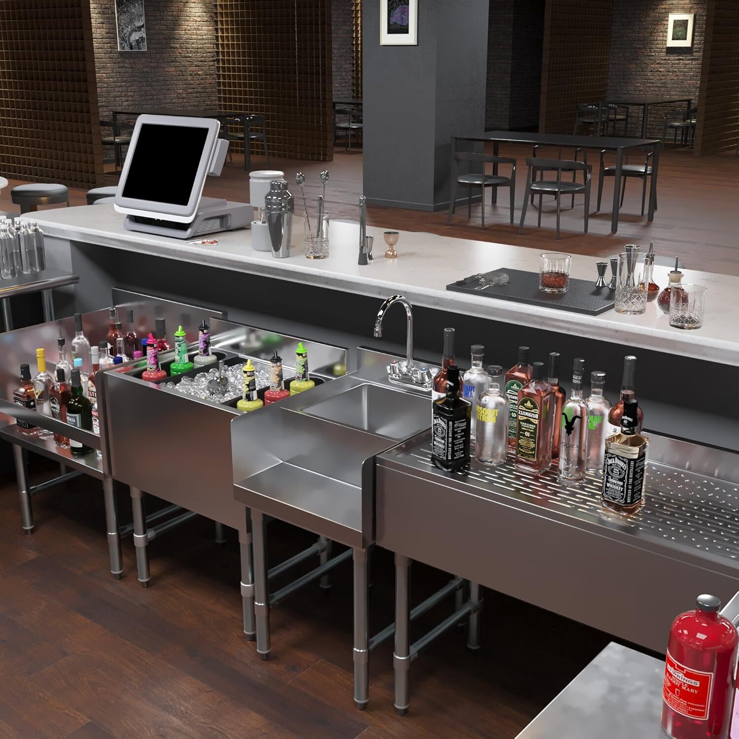 22 in. x 18 in Stainless Steel Utility Blender Station with Dump Sink and Faucet