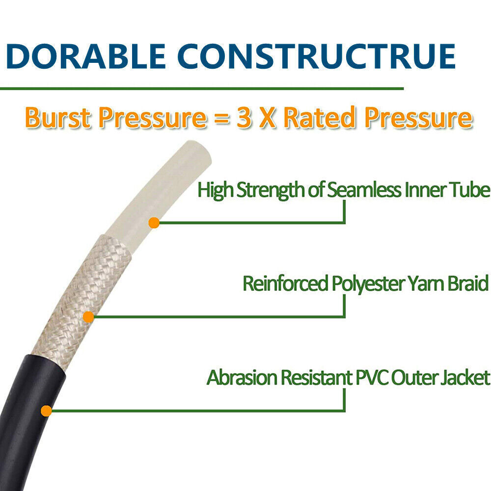 50 FT High Pressure Washer Hose 5800 PSI M22-14MM Power Washer Extension Hose US