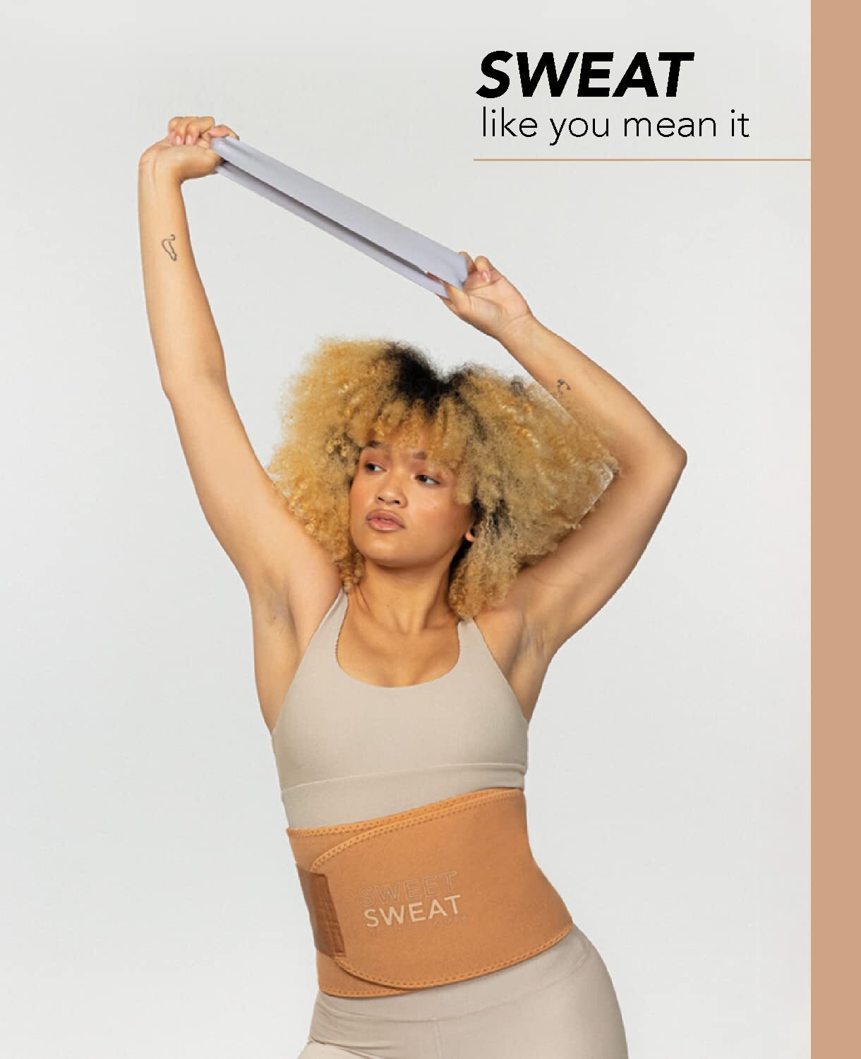 Sweet Sweat Waist Trimmer - Toned Sand Large (46 x 9in) - Wash Bag Included