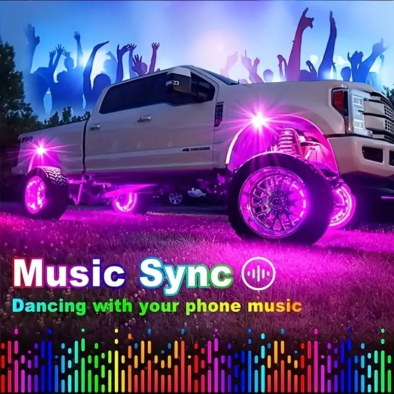 8Pods RGB LED Rock Lights Offroad Music Wireless Bluetooth Underglow Neon Lights