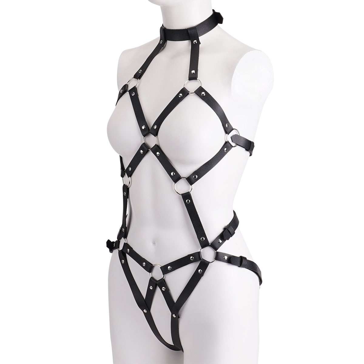 Women Leather Body Harness Straps BDSM Bondage Belt Bodysuit Lingerie Costume