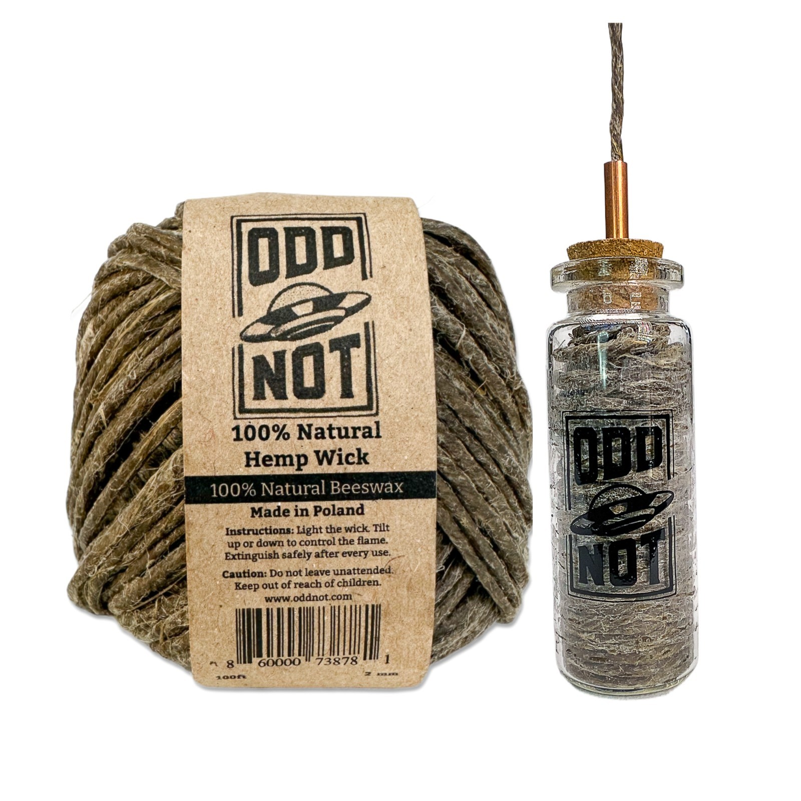 Thick Hemp Wick 100ft + Hemp Wick Jar Dispenser Bundle 100% Natural Lighter 2mm
