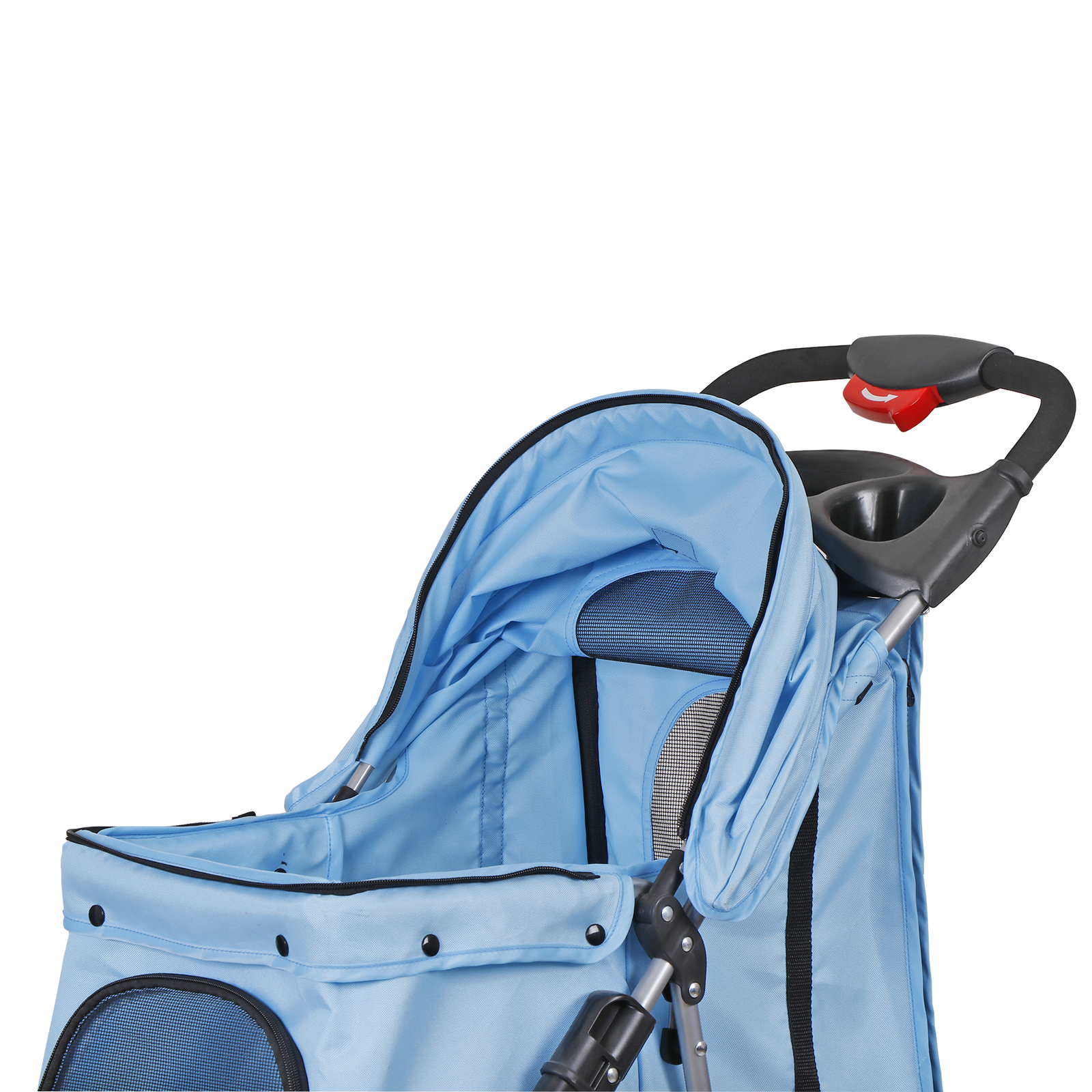 Foldable Pet Stroller for Cats and Dogs 3 Wheels Carrier Cart w/Cup Holder Blue