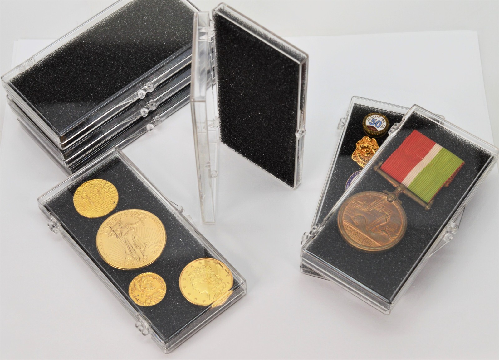 Clear Plastic Display Snap Case Box for Medals Collectables - Lot of 6