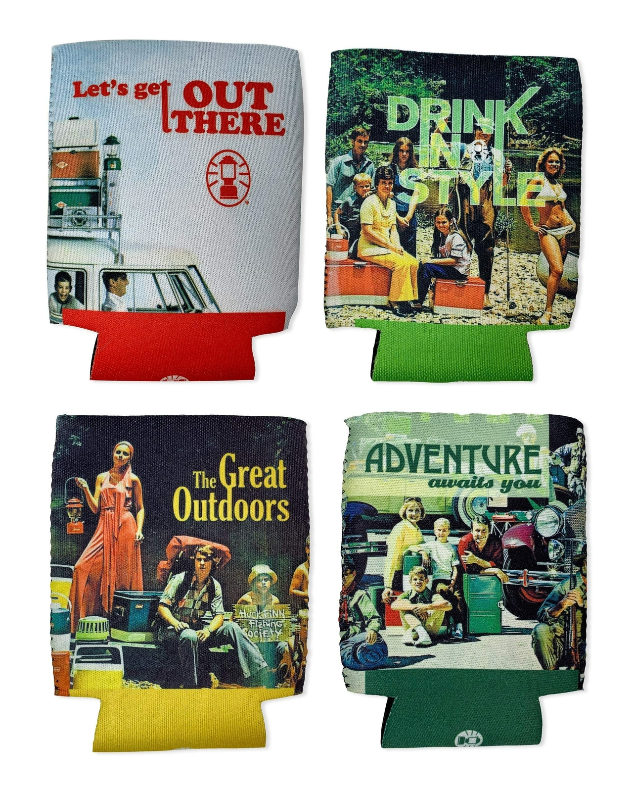 Vintage Coleman (4 Pack) Koozie Holders, Throwback Collection, Drink, Bottle
