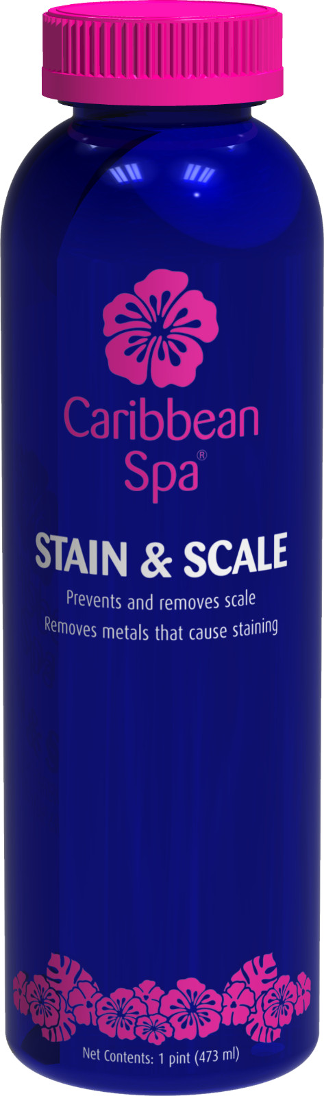 Caribbean Spa Stain & Scale Remover and Preventer - 1 Pint (473ml) Metal Gon