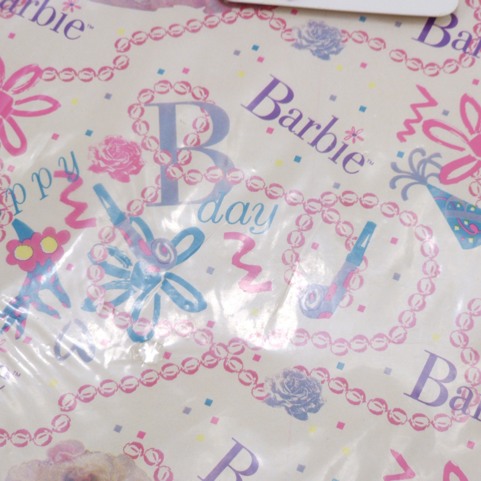 Vintage 1990 Mattel Barbie Princess Wrapping Paper + Bow Party Supplies NIB