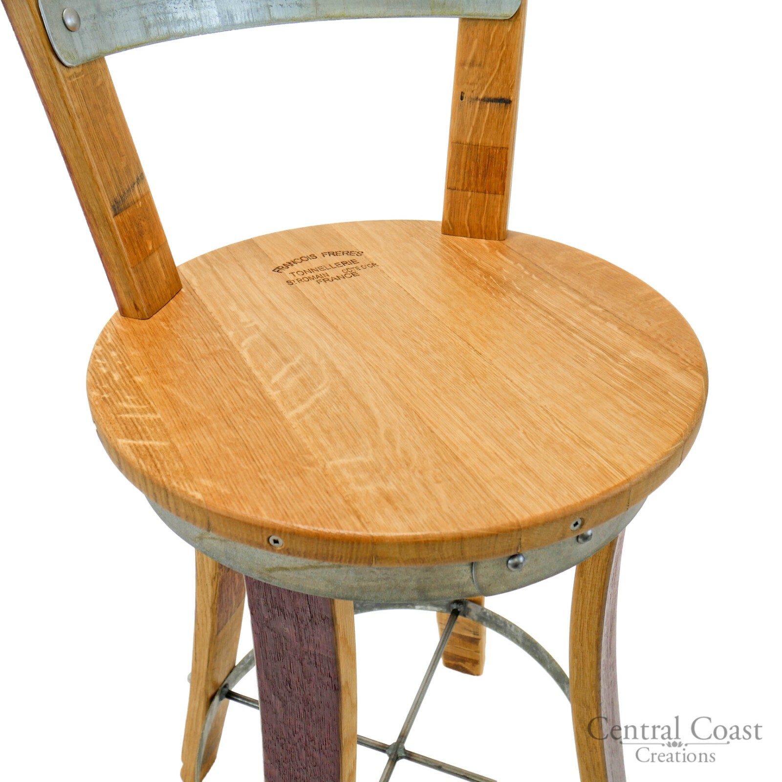 Wine Barrel Stool SWIVEL Top W/ Backrest 24" 26" 30" Sit Height Rustic Furniture