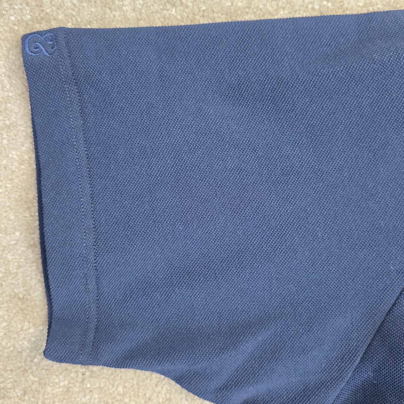 Collars and Co Mens Portofino Luxury Pique Cotton Short Sleeve Polo Size L Navy