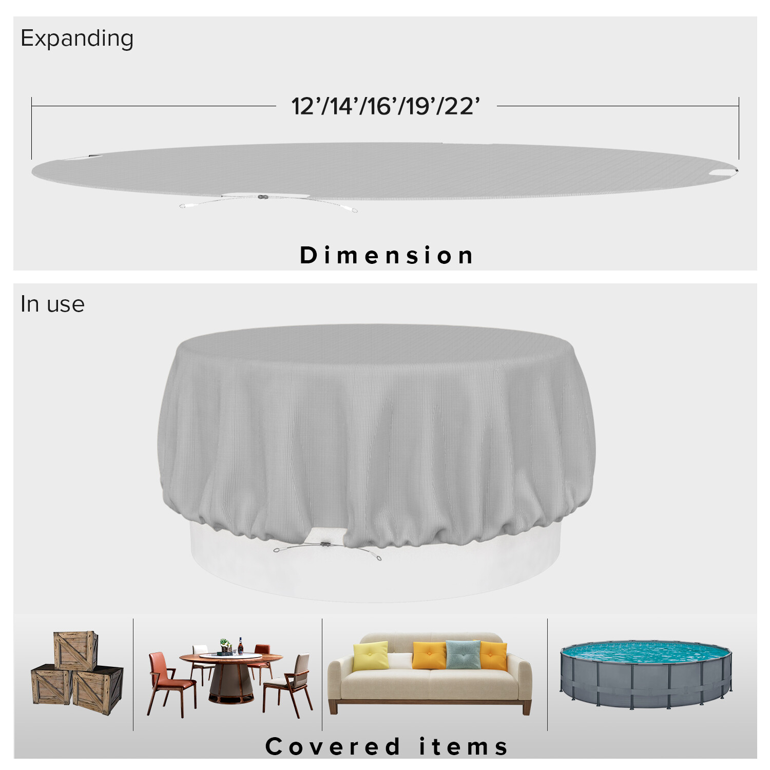 Round Winter Pool Cover Safety Heavy Duty Swimming Cover for Above Ground Pool