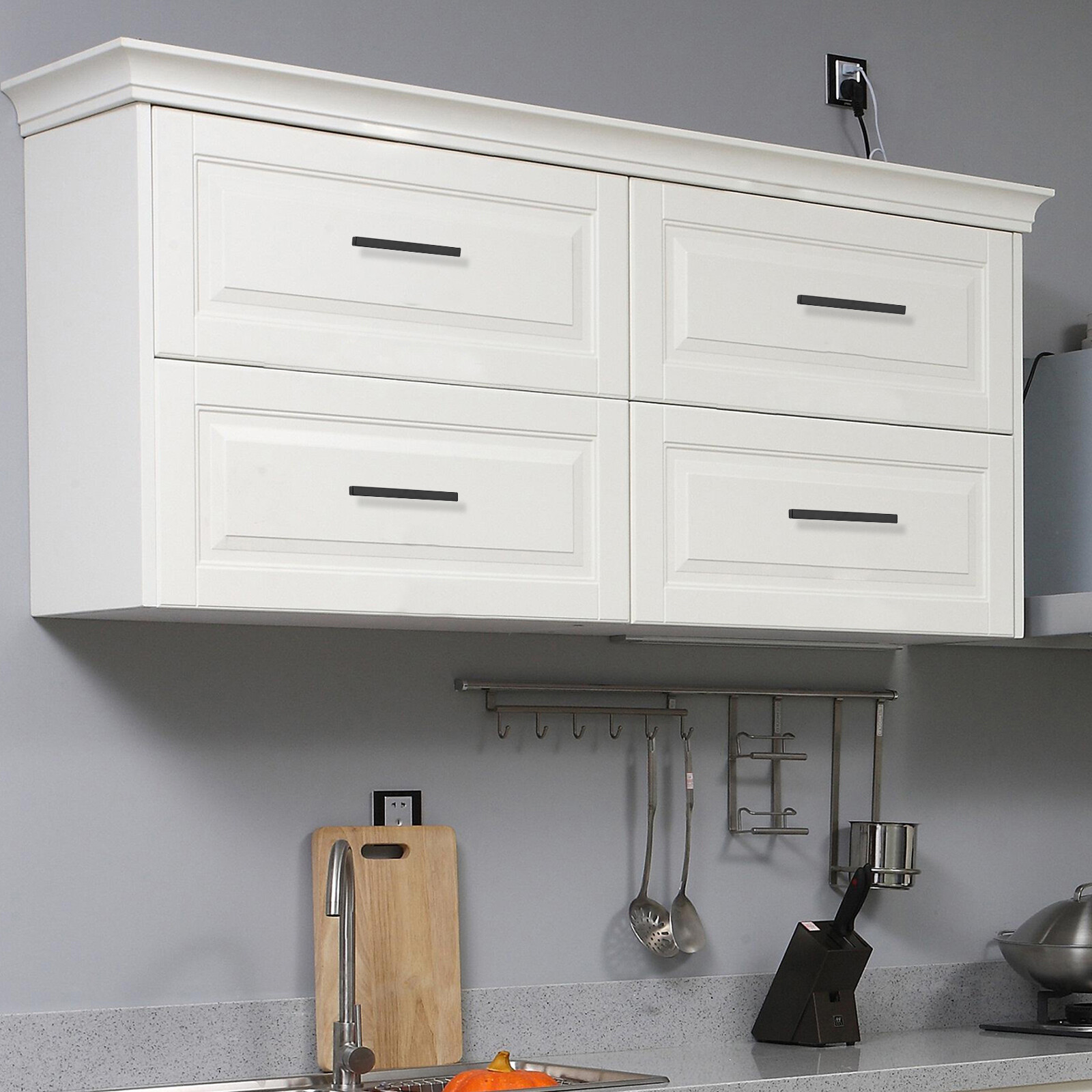 30Pack Matte Black Kitchen Cabinet Pulls Stainless Steel Drawer T Bar Handles US