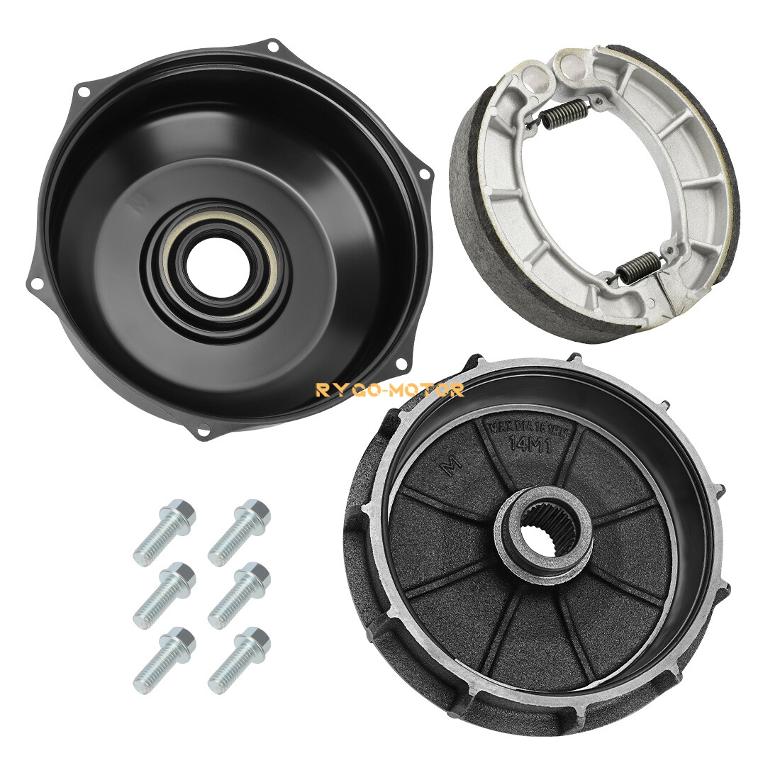 Rear Brake Drum Cover Hub Shoes Set for Honda Rancher 420 TRX420 4x4 2014-2024