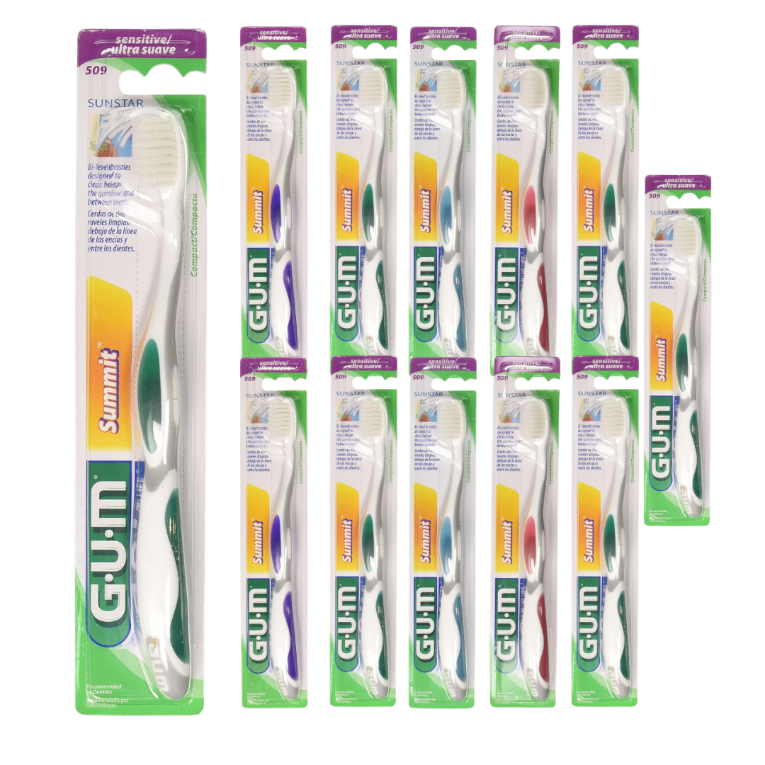 GUM Summit Soft Bristle Toothbrush Compact Head, For Sensitive Gums 12-Pack