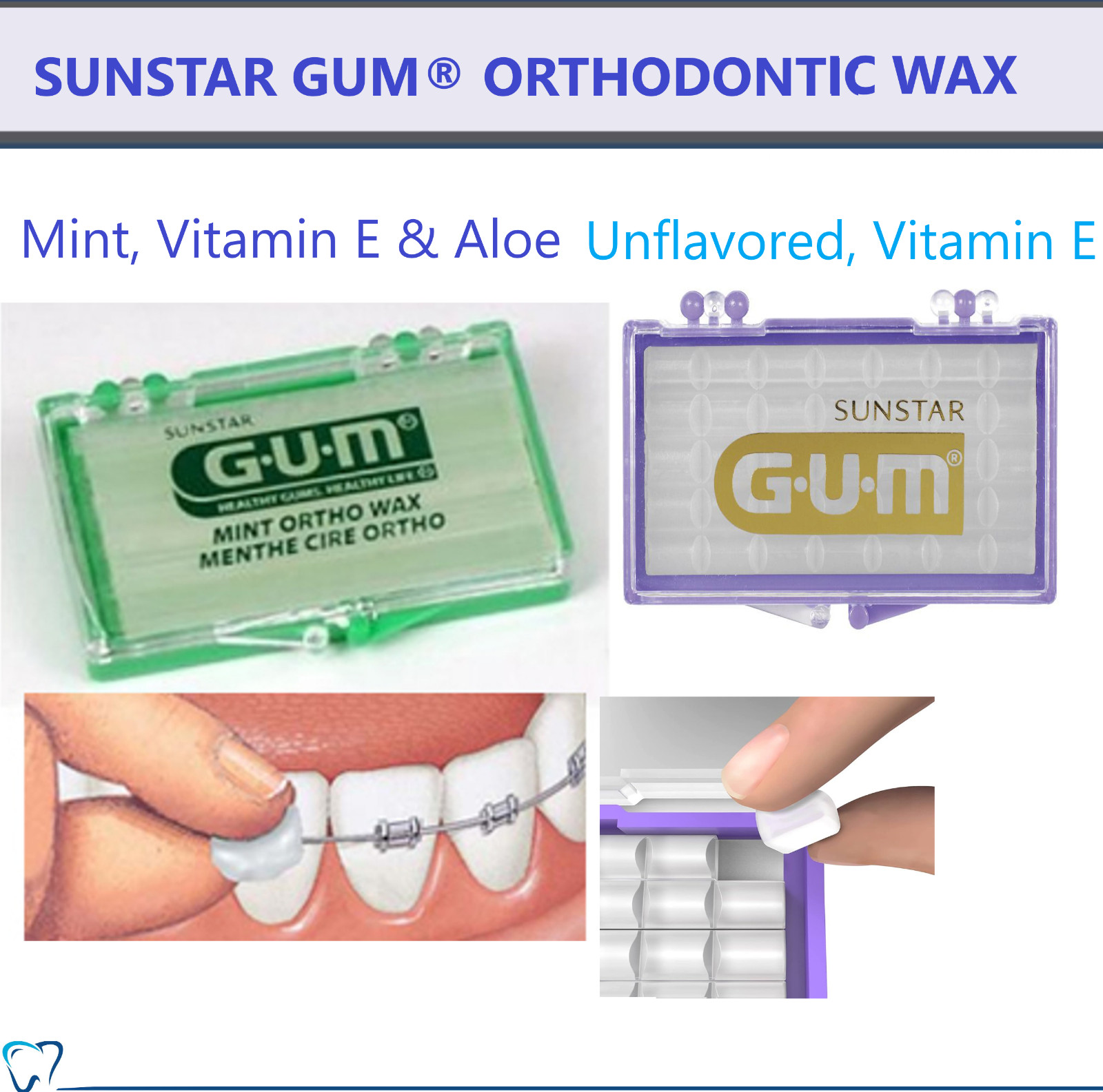 Dental Orthodontic Ortho Wax Mint Original Scent For Braces Sunstar Gum, USA